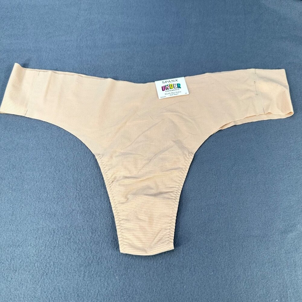 Spanx Under Statements Womens Size 2X Panty Thong Breathable Beige New With Tags